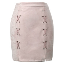 Катя Касин сексуальный Женский стильный Slim Fit высокой талии бедер, Обернутых розовой мини-юбки KK000603-2